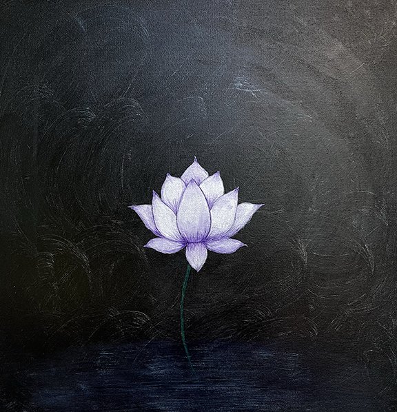 Original Soul Art painting by Robyn Rich, a lotus emerging from dark water